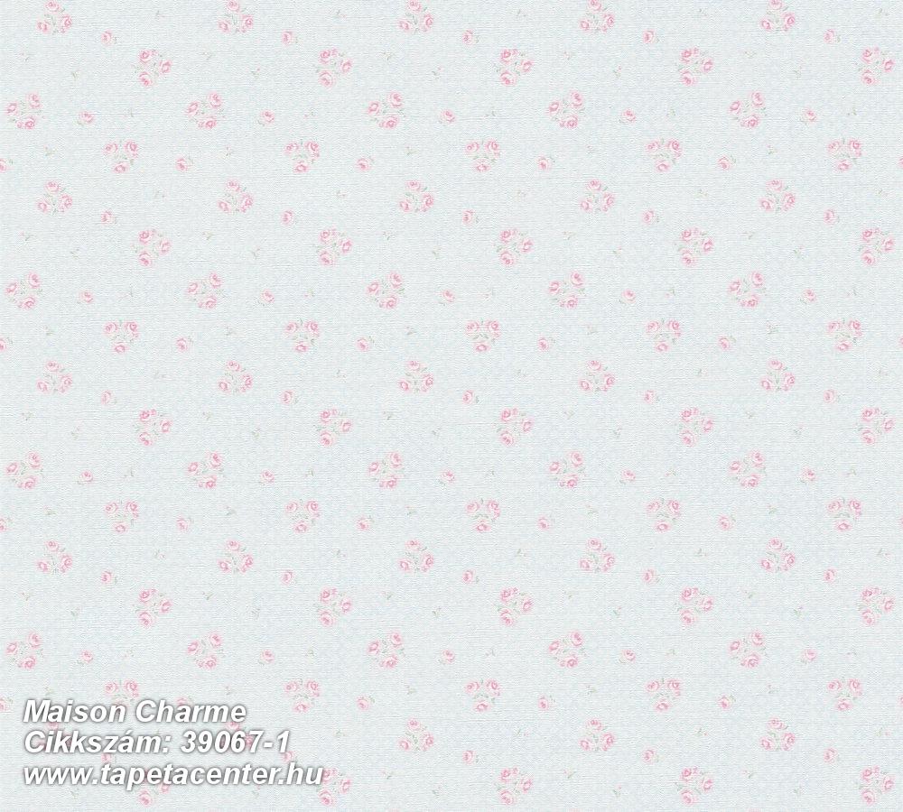 Retro,textil hatású,virágmintás,kék,pink-rózsaszín,súrolható,vlies tapéta Retro,textil hatású,virágmintás,kék,pink-rózsaszín,súrolható,vlies tapéta